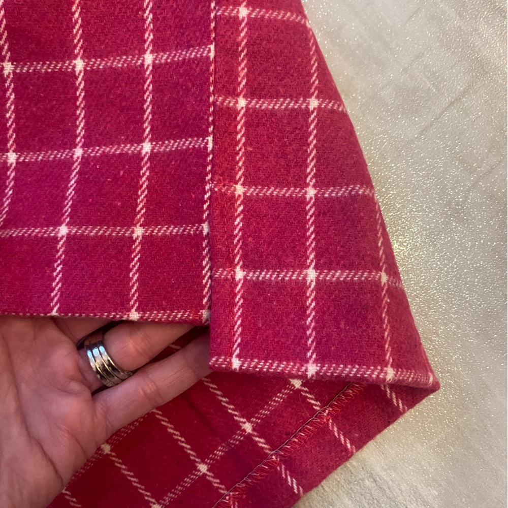 NWT Bisby Magenta Bougainvillea Windowpane Wool Blend Tweed Cape, girls L (10) - Picture 6 of 12